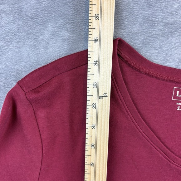 L.L.Bean Shirt Womens 1X Plus Pink Maroon 3/4 Long Sleeve V-neck Pullover 244336 - Picture 4 of 7